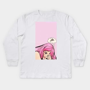 Pink Lady Crying Kids Long Sleeve T-Shirt